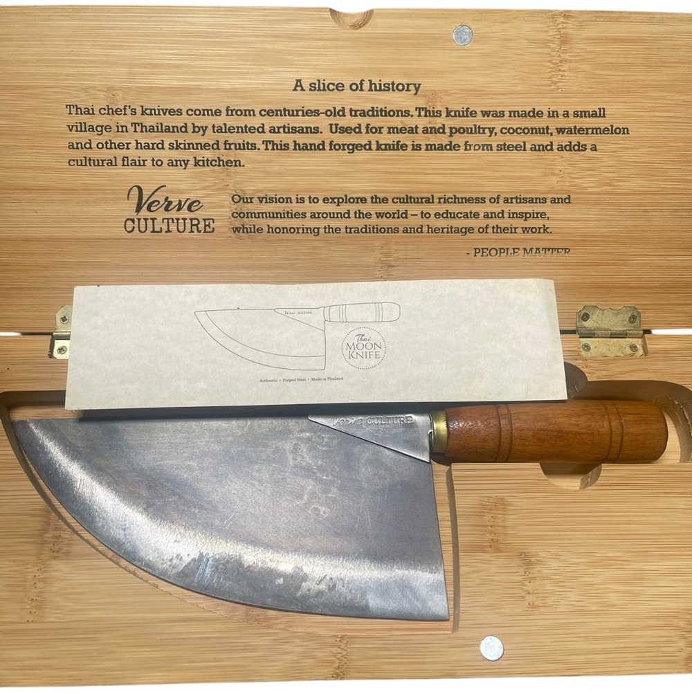 VERVE Culture Artisan Forged Steel Thai Moon Knife Traditional Carbon Steel NEW